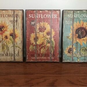 Rustic Farmhouse Sunflower Wall Decor Trio